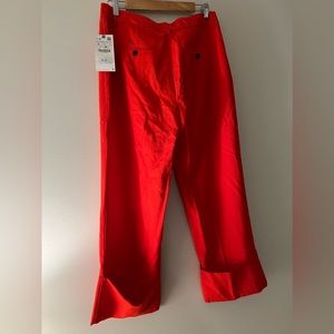 NWT ZARA Sz L Red Cropped Trouser Pant